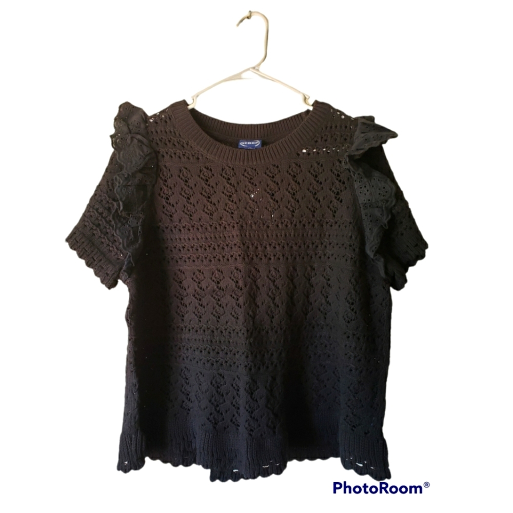 Scoop women's eyelet ruffle sweater tee